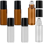 Bdepstr 6 vnt. 5 ml tu&scaron;čias stiklinis rollerball buteliukas eteriniams aliejams su nerūdijančio plieno voleliu, tinkamas eteriniams aliejams, kvepalams, kosmetikai, masažams