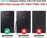 Procase dėklas, skirtas Samsung Galaxy Tab A 10.1 - dėklas-stovas Galaxy Tab A 10.1 colių plan&scaron;etiniam kompiuteriui Sm-t580 T585, su keliais žiūrėjimo kampais, dokumentų kortelių ki&scaron;enė - juodas