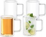 Wilmax Terminės Dvisienės Stiklinės &ndash; 400 ml &ndash; 4 Vnt. Rinkinys &ndash; Kavos Puodeliai &ndash; Cappuccino Latte Macchiato Espresso Mocha Puodeliai &ndash; Kavos Stiklinės