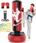 Juoifip stovintis bokso mai&scaron;as 165cm pripučiamas bokso mai&scaron;as vaikams su bokso pir&scaron;tinėmis, skirtas mma, karate, taekwondo treniruotėms ir energijos i&scaron;krovimui