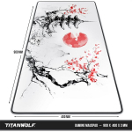 Titanwolf xxl speed gaming pelės kilimėlis 900 x 400 mm xxl pelės kilimėlis stalo kilimėlis didelis dydis pagerina tikslumą ir greitį japan ink painting dizainas
