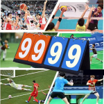 Sinchic rezultatų suvestinė, 4 skaitmenų rezultatų suvestinė, ne&scaron;iojama rezultatų suvestinė, rezultatų lentelės numeriai skirti sportui, stalo tenisui, krep&scaron;iniui, tinkliniui, vidaus ir lauko sąlygoms