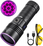 Alonefire Sv119 365nm Uv žibintuvėlis 90w Usb įkraunamas skaitmeninis ekranas stipri juoda &scaron;viesa naminių gyvūnų &scaron;lapimo detektorius dervai, žvejybai, skorpionams, gintarui, mineralams su Uv apsauginiais akiniais, baterija