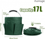 Ihomagic 17l talpinimo krep&scaron;ys, ne&scaron;iojamas prakti&scaron;kas įrankių krep&scaron;ys, sulankstomas medžiaginis krep&scaron;ys rank&scaron;luosčiams, du&scaron;o geliui, veido valikliui, &scaron;lepetėms, įrankiams, juodai žalias