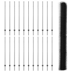 Tvoros Stulpai 22 vnt. U-formos Pilka 150 cm Plienas,&Scaron;e&scaron;iakampė Tvoros Pilka 1.5x50 m Plienas