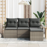 4 dalių sodo sofa su pagalvėmis pilka poli ratanas,2 vietų sodo sofa su pagalvėmis pilka poli ratanas