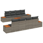 vidaXL Sodo Sofų Rinkinys su pagalve 9 pcs Pilka Poli ratanas