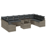11 dalių sodo sofa komplektas su pagalvėmis pilko poli ratanas