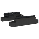 9 Dalių Sodo Sofa Komplektas su Pagalvėlėmis Juodas Poli Ratanas