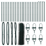 &scaron;e&scaron;iakampė tvora Žalia 0.5x50 m plieninė,aptvėrimo stulpai 13 vnt. Žalia &Oslash;32 mm 100 cm cinkuotas plienas