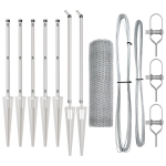 Keturkampė tvora 0.6x10 m cinkuotas plienas,Tvoros stulpai su smaigaliu 7 vnt &Oslash;32 mm 80 cm cinkuotas plienas