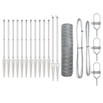 Heksagono tvora 0.6x25 m Cinkuotas plienas,Tinklo stulpai su kuoleliais 13 vnt &Oslash;32 mm 80 cm Cinkuotas plienas