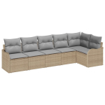 6 dalių Sodo Sofa Komplektas su Pagalvėlėmis Smėlio Poly Ratanas,2-sėdima Sodo Sofa su Saugojimu&Pagalvėlėmis Smėlio Poly Ratanas