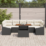 8 dalių sodo sofa su pagalvėmis Juoda poli ratanas