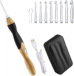 Led nėrimo vą&scaron;elių rinkinys, Akozon 9 in 1 usb įkraunami &scaron;viečiantys nėrimo mezgimo virbalai ergonomi&scaron;ka medžio imitacijos rankena nėrimo vą&scaron;eliai rankų mezgimo įrankiai 2.5 mm - 6.5 mm su dėklu
