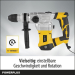 Powerplus Powx11721 kombinuotas gręžtuvas gręžimui, kalimui ir kalimui su smūgiu &ndash; kombinuotas gręžtuvas kaip perforatorius ir skaldymo plaktukas rinkinyje su dėklu ir priedais, tokiais kaip kaltas ir grąžtas
