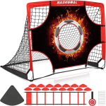 Futbolo vartai vaikams, 120x90x90cm i&scaron;&scaron;okantis futbolo vartų treniruočių rinkinys su judrumo kopėčiomis, taikiniu, kūgiais ir ne&scaron;iojamu krep&scaron;iu, skirtas futbolo vartams vidaus ir lauko vaikų treniruočių rinkinio dovanai