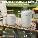 Sulankstomas virdulys 1l baltas kelioninis virdulys stovyklavimui - 600w 304 nerūdijančio plieno elektrinis virdulys be bpa - dvigubų sienelių dizainas su automatine pastovia temperatūra ir nuolatine virimo funkcija