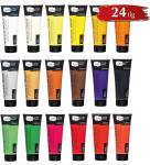Artina akrilinių dažų rinkinys, 24 vnt., 120 ml Crylic - greitai džiūstantys dažai tapybai, nepermatomi dažai, 24 x 120 ml akrilinių menininko spalvų rinkinys, pagrindinės spalvos, tūbelės, atsparūs vandeniui ir labai pigmentuoti