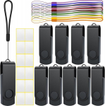 USB laikmena Uflatek 16gb Usb atmintinės Usb 3.0 atmintinė, 10 vnt., 16gb atmintinė, juoda &bdquo;flash&ldquo; atmintinė, pasukama Usb atmintinė, metalinė atmintinė, i&scaron;orinė duomenų atmintinė su virvele