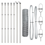 &scaron;e&scaron;iakampė tvora 0.5x10 m cinkuotas plienas,tvoros stulpai 7 vnt &Oslash;32 mm 100 cm cinkuotas plienas