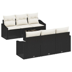 7 Dalių Sodo Sofa Rinkinys su Apmu&scaron;alais Juoda Polirataninė