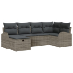 6 dalių sodo sofa komplektas su pagalvėmis Pilka Poli ratanas,2 vietų sodo sofa su saugojimu & pagalvėmis Pilka Poli ratanas