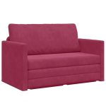 Sofa-lova ant grindų 2-in-1 vyno raudona 124x204x61 cm aksomas