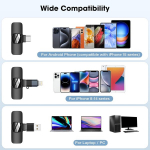 Hmkch belaidis atvartinis mikrofonas mobiliesiems telefonams/iphone/kompiuteriams, belaidis usb c atlapinis mikrofonas vaizdo įra&scaron;ams, vlog'ams, tiktok, youtube, triuk&scaron;mo mažinimas, plug play prisegamas mikrofonas