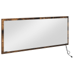 LED vonios veidrodis rūkytas 90x8,5x37 cm i&scaron; dirbtinės medienos