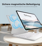 Dracool klaviatūra, skirta Ipad Air 13 colių (m3/m2, 2025/2024), klaviatūros dėklas, skirtas Ipad Pro 12.9 colių 6/5/4/3 Gen su jutikliniu kilimėliu, magnetinė laisvai plaukiojanti ap&scaron;viesta Magic Type klaviatūros dėklas Qwertz, balta