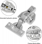 2 virtuvės spintelių lankstų rinkinys, kampiniai spintelių durelių stabdžiai, durelių lankstai, baldų lankstai su varžtais (fiksuoti)