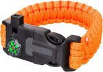 Levenhuk Labzz Fl5 5-in-1 oranžinė turistinė apyrankė su skiltuvu, ugnies skeltuvu, pavadėliu, kompasu ir &scaron;vilpuku