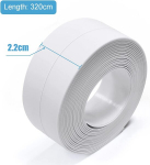 Mink&scaron;ta grindjuostė, lipni, 2 vnt., 10 x 10 mm, 3.2 m grindjuostė, lipni sandarinimo juosta, lipni, vandeniui atspari, virtuvei ir vonios kambariui, lipni pvc galinė juostelė