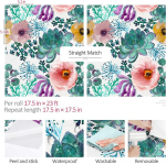 Rewallpaper lipnus tapetas žalios gėlės 44.5 cm x 7 m lipni plėvelė baldams gėlių ra&scaron;tas vintažiniai sukulentai lipni plėvelė baldams ra&scaron;tuotas spalvingas dekoratyvinis filmas baldams