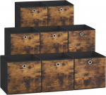 Songmics laikymo dėžės, 8 vnt., sulankstoma dėžė, 30 x 30 x 30 cm, medžiaginė dėžė, skirta kubo lentynai, drabužių organizatorius, miegamajam, svetainei, vintažinė ruda/juoda, Rfb830b01