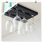 Vyno taurių laikiklis, vyno taurių bėgelis, stiklinių laikiklis prie sienos, vyno taurių lentyna - butelių džiovinimo lentyna, vyno taurių lentyna, pakabinamas vyno taurių laikiklis baro virtuvės vyno spintelės vyno taurių kolekcijai (juodas)