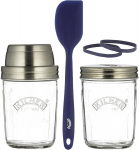 Kilner Sourdough Starter rinkinys 5 dalys / 350 ml / stiklas su matavimo puodelio dangteliu, plataus kaklelio stiklas, guminiai žiedai ir te&scaron;los grandiklis / raugo duonos ar picos te&scaron;los gaminimas | duonos kepimo priedai