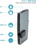 Bawanfa Microsoft Surface Pro 5/pro 6 Usb 3.0 dokstotis su 2 Usb 3.0, ethernet prievadu, 4k Hdmi, Sd/micro Sd kortelių skaitytuvu, aliumininis