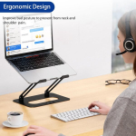 Besign Lsx9 ne&scaron;iojamojo kompiuterio stovas, reguliuojamas ergonomi&scaron;kas ne&scaron;iojamojo kompiuterio stovas, suderinamas su 10&ndash;14 colių ne&scaron;iojamaisiais kompiuteriais (juodas)
