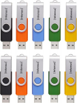 USB laikmena Intenso Basic Line 10x 8 Gb Usb 2.0 atmintinės su prakti&scaron;komis etiketėmis geltona žalia juoda mėlyna + oranžinė su sidabrine metaline rankena, 10 vnt.