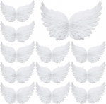 12 vienetų 7,6 cm 3d mini baltos plunksnos plastikiniai angelo sparnai maža eglutės dekoracija kostiumo aplikacija tortui kuprinei "pasidaryk pats" amatų reikmenys kalėdinio vakarėlio dekoracijos rekvizitai
