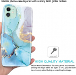 Jiaxiufen guminis silikoninis dėklas, skirtas iphone 11, blizgus marmuro dizainas, plonas, atsparus smūgiams, lankstus, buferis, termoplastinis poliuretanas (tpu), mink&scaron;tas dėklas, skirtas iphone 11 (2019) 15,5 cm (6,1 colio), mėtų violetinė