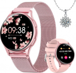 Sanorum i&scaron;manusis laikrodis moterims su telefono funkcija, apvalus 1,27 colio Hd ekranas, daugiau nei 120 sporto režimų, &scaron;irdies ritmo monitorius, Spo2, miego monitorius, menstruacijų ciklo stebėjimas, Ip68 fitneso apyrankė, žingsniamatis, skirtas Ios ir