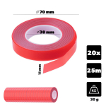 KADAX sodo segiklio juostos rinkinys, 11 mm x 25 m, raudonos, 20 vnt.