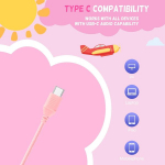 Cowyawn Usb Type C vaiki&scaron;kos ausinės mokyklai, laidinės ausinės vaikams, 94 Db garsumo apribojimas, sulankstomos lengvos laidinės ausinės ant ausų vaikams/paaugliams/berniukams/mergaitėms, rožinės