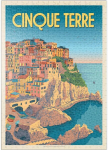 Mypuzzle Italija: Cinque Terre, vintažinis plakatas - premium 500 dalių dėlionė - Mypuzzle special collection by Anderson Design Group