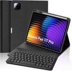 Fogari dėklas su klaviatūra, skirtas xiaomi pad 7 11.2 colių 2025, itali&scaron;ka bluetooth klaviatūra su ra&scaron;iklio laikikliu, 360&deg; apsauga ir itin plonas dizainas, skirtas xiaomi pad 7/7 pro 11.2 colių, juodas