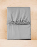 Įtaisytas lak&scaron;tas satino 160x200 mikropluo&scaron;to &scaron;viesiai pilkas