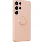 &bdquo;Dechen&ldquo; Ring Kickstand kieto silikono (TPU) dėklas - rožinis (Galaxy S25 Ultra)